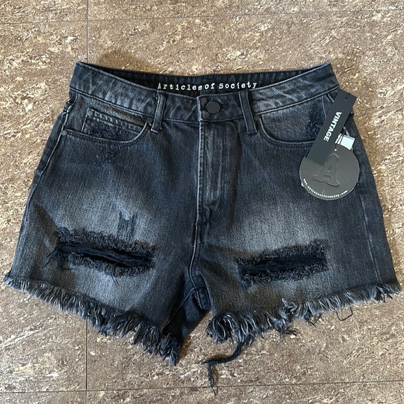Articles of Society Nordstrom Distressed High Rise Black Shorts 🖤 Size 26 - Picture 1 of 2